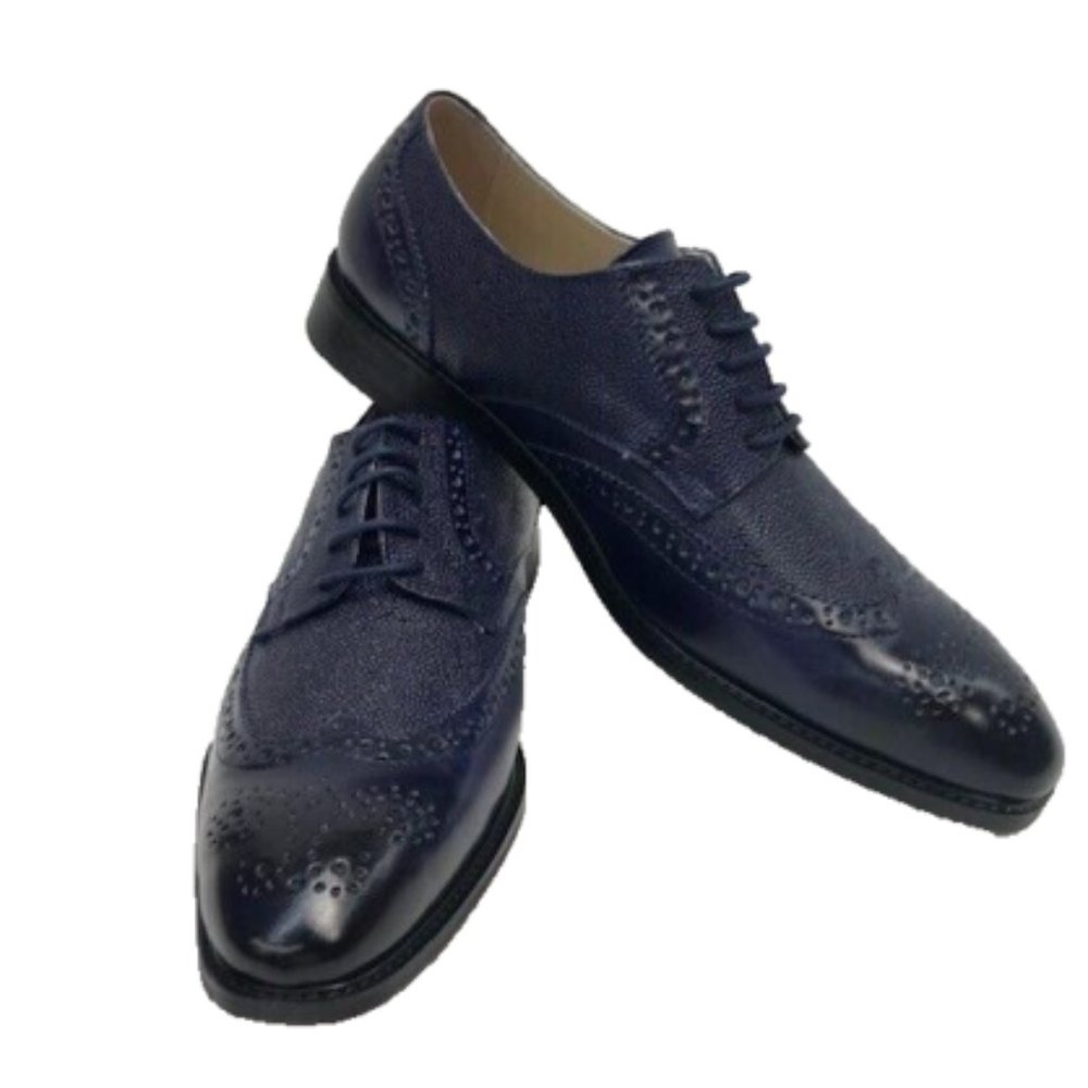Antonio Cerrelli Elite Men's Blue Wingtip Oxford Shoes Croc Print Sizes 8.5 - 12